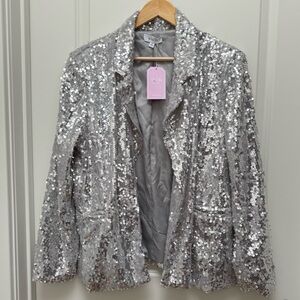 Mable Silver Sequin Women's Blazer NWT Size M